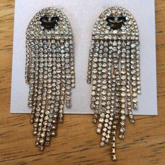 Baublebar Gold Tone Ghost Crystal Fringe Chandelier Drop Earrings NEW - Picture 6 of 12